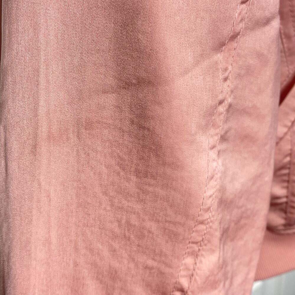 Love Tree Shiny Zip Up Bomber Jacket Pink Sheen Womens Size Large - Picture 14 of 15